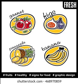 simple fruit set of signs