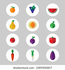 simple fruits icon pack in vector eps 8
