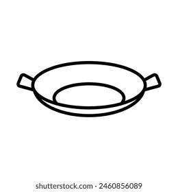 Einfaches Bratpfannen-Symbol. Lineares Zeichen für gekochte Lebensmittel.
