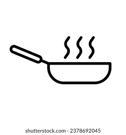 Sencillo icono de sartén frito durante la cocción. Vector.