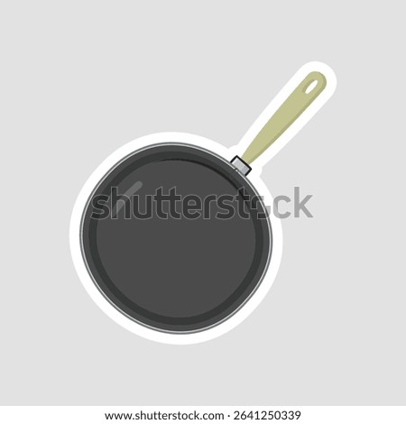 Simple Frying Pan Sticker. Clean vector illustration of a frying pan, perfect for cooking, kitchen, and food preparation themes