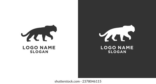 Simple full body black and white tiger logo