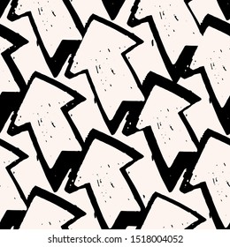 Simple fun arrow seamless pattern. Arrows pattern backdrop on black background.  For book covers, wallpapers, graphic art, wrapping paper and textile design. Vector illustration