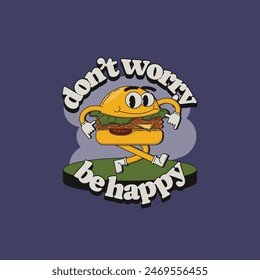 simple fun burger cartoon mascot character