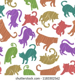 simple fun cat seamless pattern design