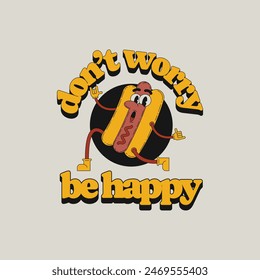 simple fun hot dog cartoon character