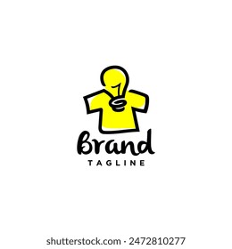 Diseño de logotipo de las camisetas de la lámpara de la diversión simple. Diseño de logotipo de camisetas de ideas simples y ligeras.