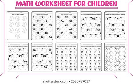 Simple fun math worksheets for children