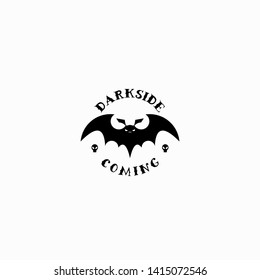 simple fun round badge emblem of black bat party event logo design idea