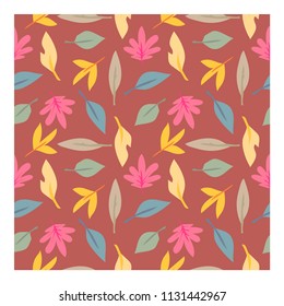 simple fun seamless pattern design with colorful leaf shape element