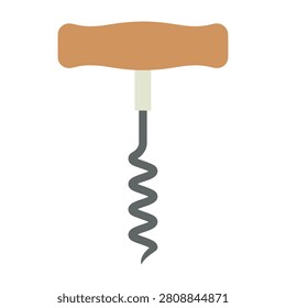 A simple and functional corkscrew tool featuring a sturdy wooden handle and a sharp metal spiral worm, perfect for opening wine bottles at home, restaurants or bars.
