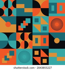 simple funky colorful geometric pattern design. fun seamless illustration for backgrounds and wallpaper. flat shapes composition pattern.