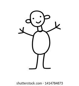 Simple funny boy, black line drawn
