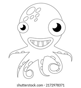 simple funny cartoon vector illustration of octopus