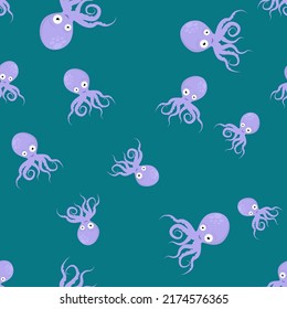 simple funny cartoon vector pattern of octopus