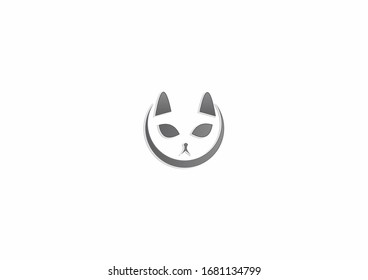 Simple funny cat symbol vector illustration. Can be used for animal lover community logo