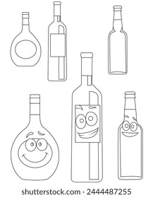 Einfache und lustige Cocktail-Malseite für Kinder und Erwachsene.