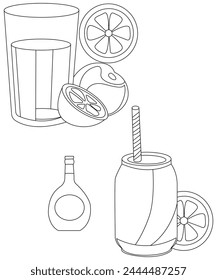Simple and Funny Cocktail Coloring Page for Kids and Adults.