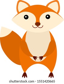 Simple funny and cute fox.  Adorable cartoon isolated on white background, vector illustration.