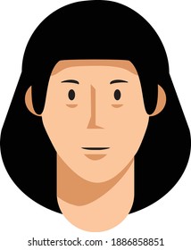 Simple funny isolated vector cartoon male female face illustration 