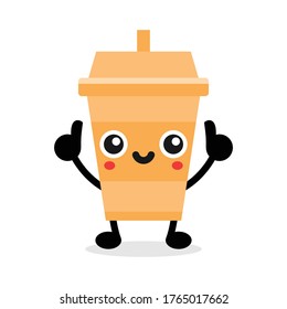 simple funny mascot cup drink