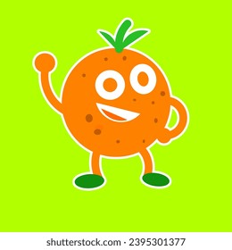Sencillo chistoso del ícono de la fruta naranja. Vector aislado