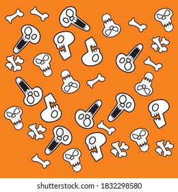 einfacher und lustiger Schädel mit Knochen 
Halloween-Muster. 