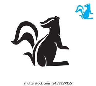 SIMPLE FUNNY SKUNK LOGO, silhouette of great smell animal vector illustrations