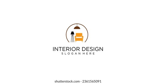 Diseño de logotipo interior de mobiliario sencillo con concepto moderno| vector premium