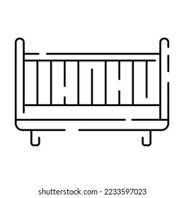 Simple furniture Vector Line Icons. Home design interior. Vector baby bed with bars 
