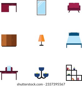 simple furnitures icons set vector 