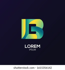 simple futuristic gradient abstract business logotype letter B