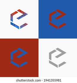 Simple and futuristic hexagon logo of lowercase e. With sharp edges it looks masculine and bold. Tech companies are suitable for this logo.