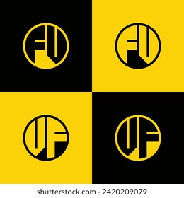 Simple FV and VF Letters Circle Logo Set, suitable for business with FV and VF initials