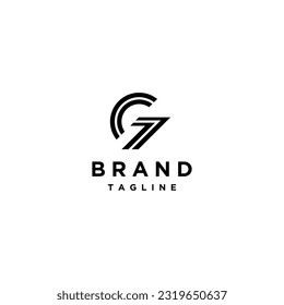 Simple G7 Double Lines Logo Design. Initial G and 7 In Two Lines Design.