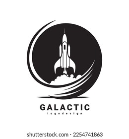 Cohetes galácticos simples, diseño de logotipos de nave espacial, diseño de iconos, negro y blanco