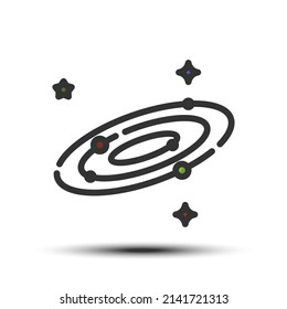 Simple galaxy filled line icon, star and milky way related concept on the white background