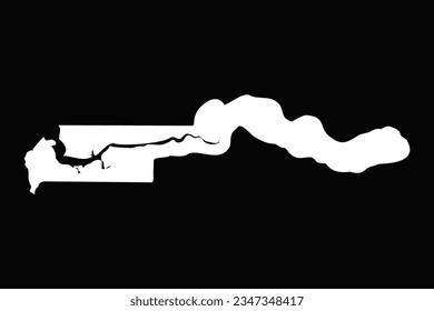 Simple Gambia Map Isolated on Black Background (Mapa de Gambia simple aislado en fondo negro), puede ser usado para diseños de negocios, presentaciones o cualquier diseño adecuado.