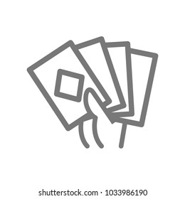 Simple game cards in hand line icon. Symbol and sign vector illustration design. Isolated on white background