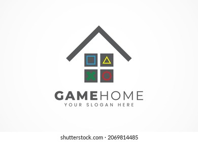 logotipo de la casa del centro de juegos simple
