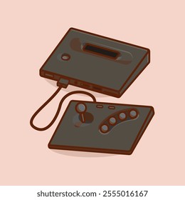 Simple game console and controller Geo Neo System cartoon vector illustration Collection of game console concept icon isolated