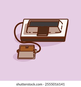 Simple game console and controller Magnavox odyssey cartoon vector illustration Collection of game console concept icon isolated