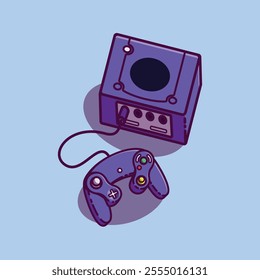 Simple game console and controller Nin tendo Cube cartoon vector illustration Collection of game console concept icon isolated