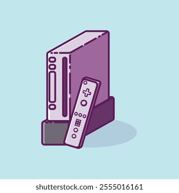 Simple game console and controller Nin tendo Wiiiiii cartoon vector illustration Collection of game console concept icon isolated