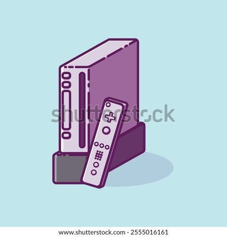 Simple game console and controller Nin tendo Wiiiiii cartoon vector illustration Collection of game console concept icon isolated