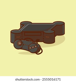 Simple game console and controller Pana sonic 3 D O cartoon vector illustration Collection of game console concept icon isolated