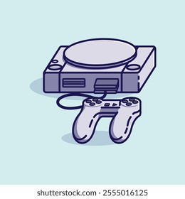 Simple game console and controller play station 1 cartoon vector illustration Collection of game console concept icon isolated