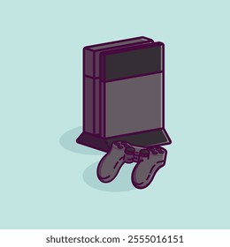 Simple game console and controller play station 4 cartoon vector illustration Collection of game console concept icon isolated