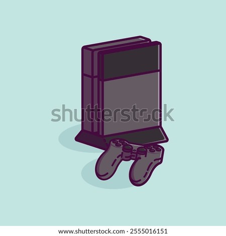 Simple game console and controller play station 4 cartoon vector illustration Collection of game console concept icon isolated