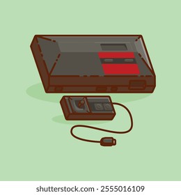 Simple game console and controller SE GA Master System cartoon vector illustration Collection of game console concept icon isolated